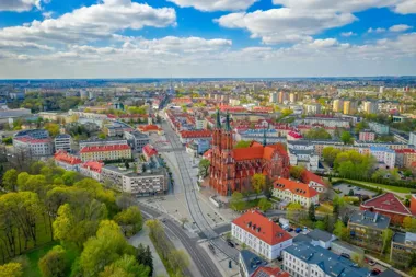 Widok z lotu ptaka na Kielce.