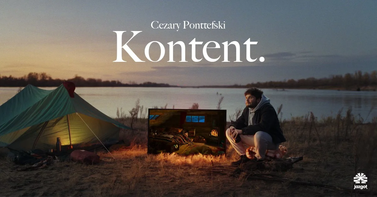 Grafika promocyjna wydarzenia Cezary Ponttefski „Kontent” w Kielcach. Nowy program Cezarego PNT w Studenckim Klubie Wspak