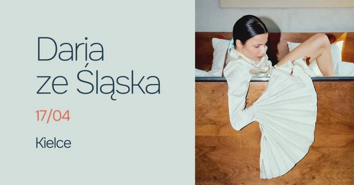 Grafika promocyjna wydarzenia Daria ze Śląska w Kieleckim Centrum Kultury — koncert przed premierą trzeciego albumu