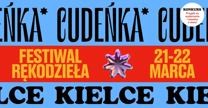 Grafika promocyjna wydarzenia Festiwal Rękodzieła Cudeńka w Kielcach — 21–22 marca 2026
