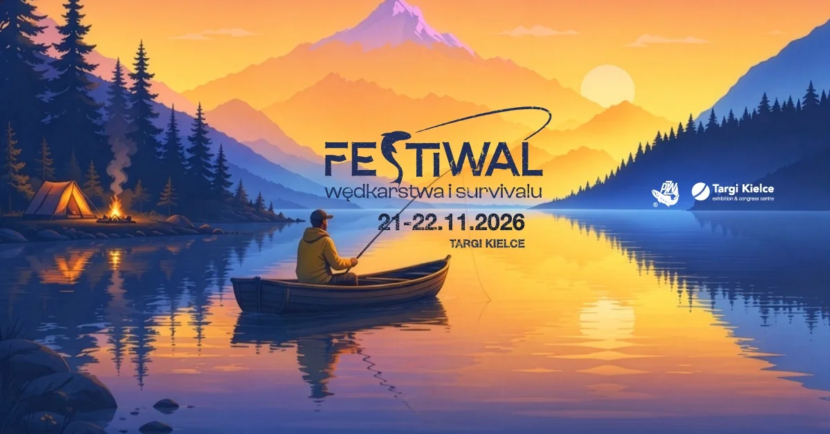 Grafika promocyjna wydarzenia Festiwal Wędkarstwa i Survivalu 2026 w Kielcach