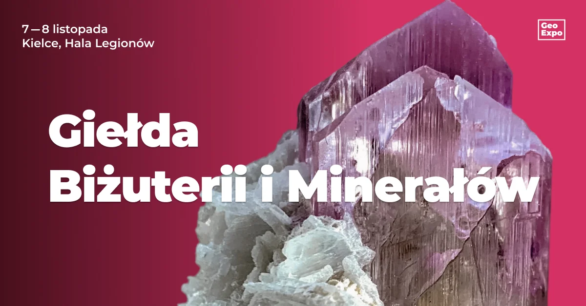 Grafika promocyjna wydarzenia GeoExpo Kielce – giełda minerałów