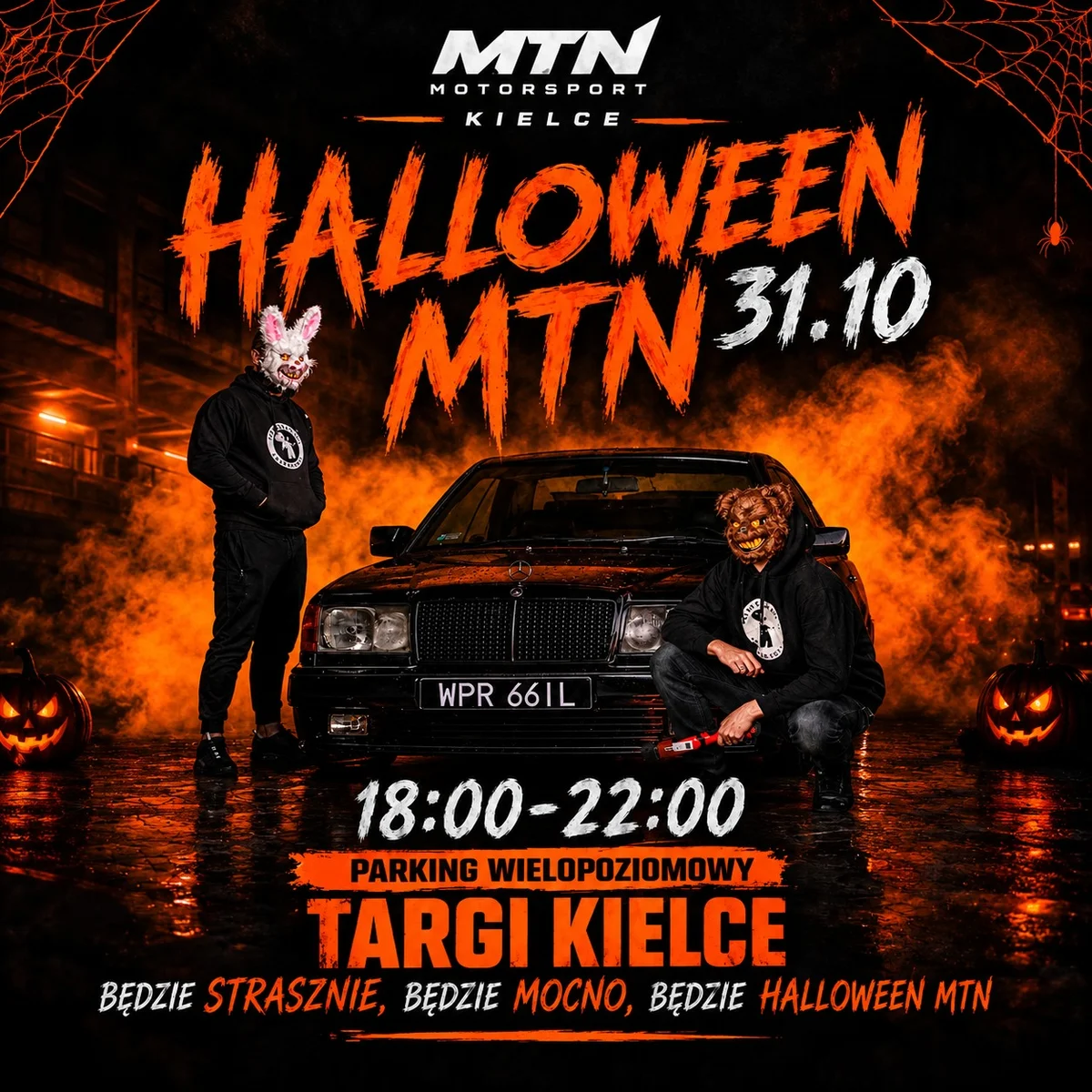 Grafika promocyjna wydarzenia MTN Halloween Spot: motoryzacyjna noc