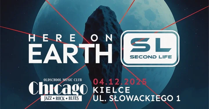 Grafika promocyjna wydarzenia Here on Earth + Second Life — koncert premiery nowej płyty w Kielcach