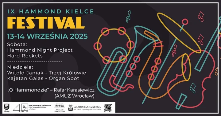 Obrazek przedstawia grafikę promocyjną wydarzenia Dwudniowy festiwal organów Hammonda w Kielcach – 13–14 września 2025