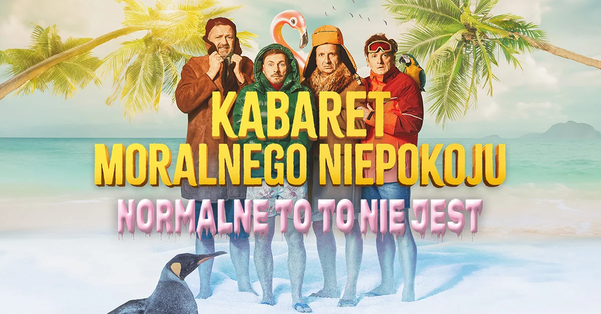 Grafika promocyjna wydarzenia Kabaret Moralnego Niepokoju z premierowym programem w Kielcach