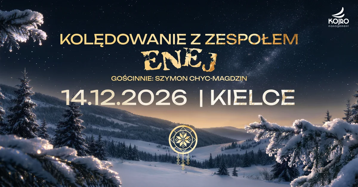 Grafika promocyjna wydarzenia Kolędowanie z zespołem Enej w Kielcach