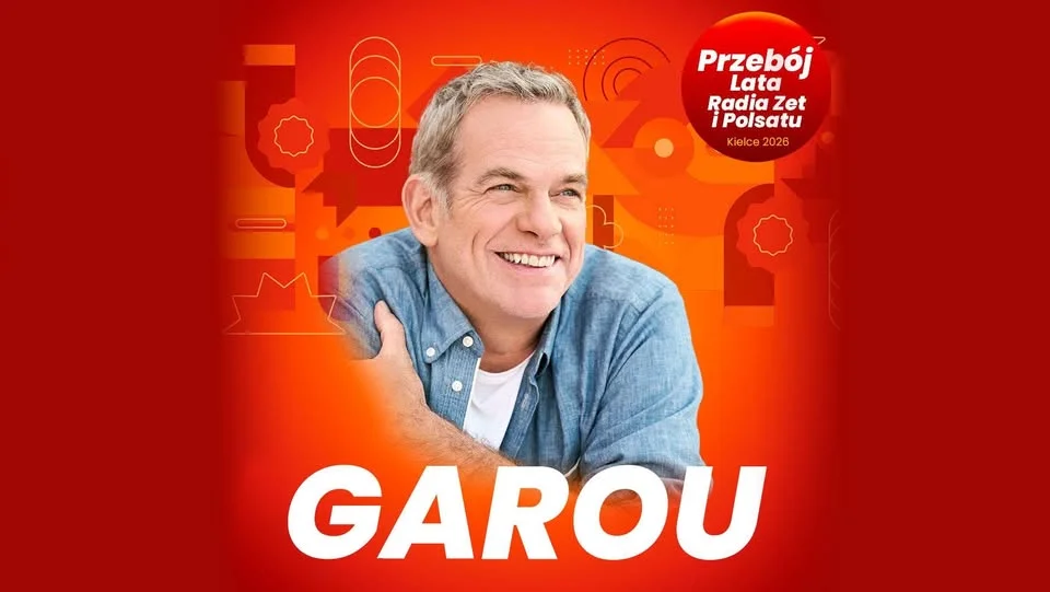 Grafika promocyjna wydarzenia Koncert Garou – Przebój Lata Radia ZET i Polsatu Kielce: data i miejsce