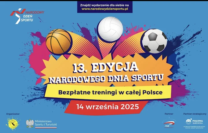 Obrazek przedstawia grafikę promocyjną wydarzenia Bezpłatne zajęcia sportowe z okazji Międzynarodowego Dnia Sportu w Kielcach