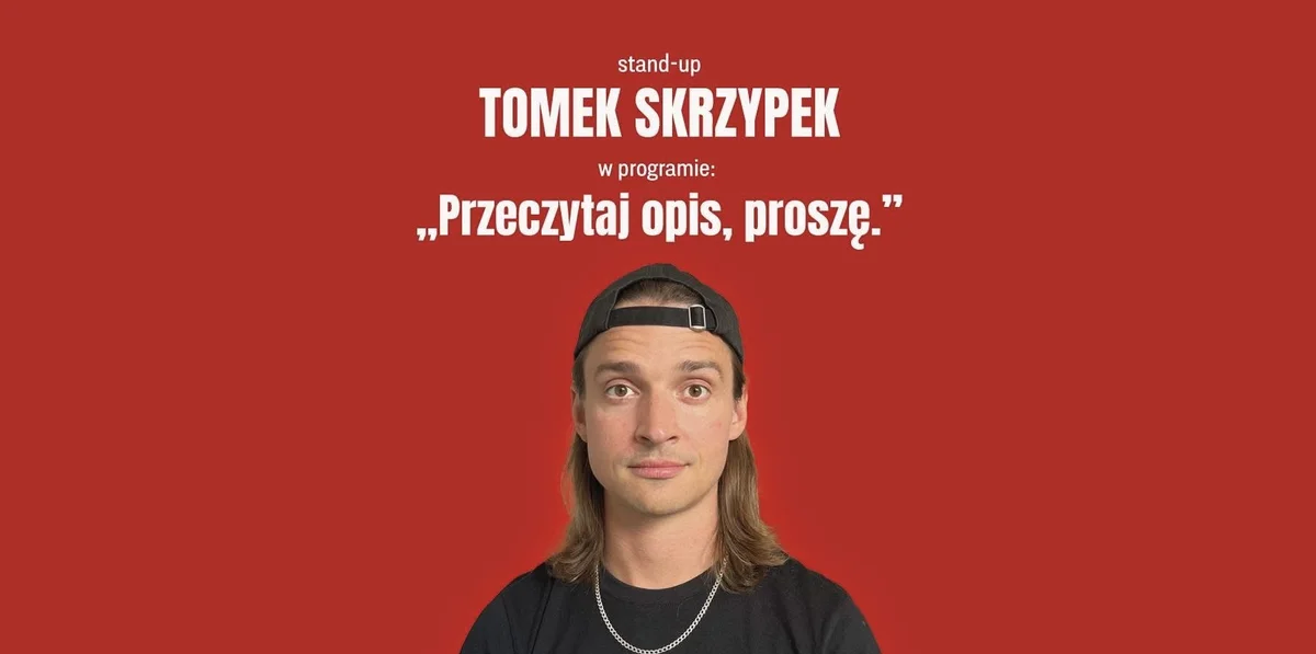 Grafika promocyjna wydarzenia Stand-up z Tomkiem Skrzypkiem w Kielcach