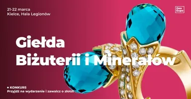 Grafika promocyjna wydarzenia GeoExpo – Giełda Biżuterii, Minerałów i Skamieniałości w Kielcach