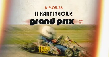 Grafika promocyjna wydarzenia II Kartingowe Grand Prix Toru Kielce. Start sezonu 2026 na torze w Ćmińsku