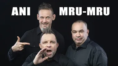 Grafika promocyjna wydarzenia Kabaret ANI MRU‑MRU w Kielcach — „Mniej więcej”