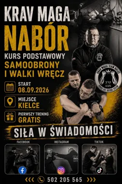 Grafika promocyjna wydarzenia Krav Maga - Combat System - Kurs Podstawowy - Nabór 2026/2027 w Kielcach