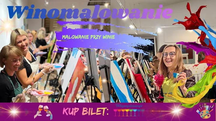 Grafika promocyjna wydarzenia Winomalowanie — Walentynki w Kielcach (malowanie z winem)