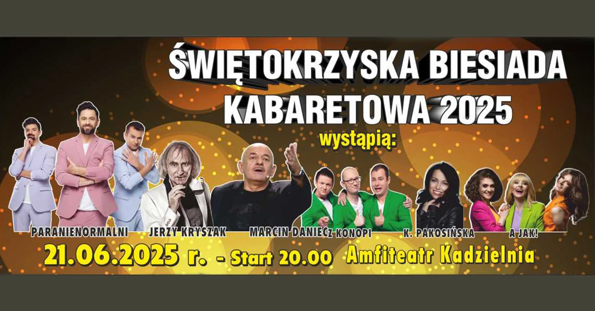 Grafika promocyjna wydarzenia Wieczór kabaretowy w Amfiteatrze Kadzielnia w Kielcach